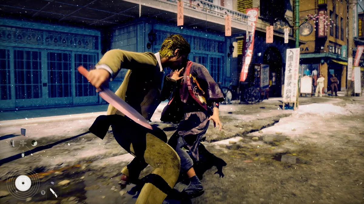 Official STRANGER THAN HEAVEN combat image used to discuss handheld performance uncertainty