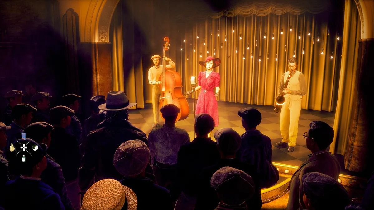 Official STRANGER THAN HEAVEN stage performance screenshot used to explain why Amaru's show-runner role fits the game